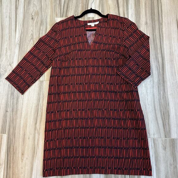 Boden Easy Notch Tunic Dress size 8R Red And Navy Casual Classic Career Holiday - Picture 2 of 10